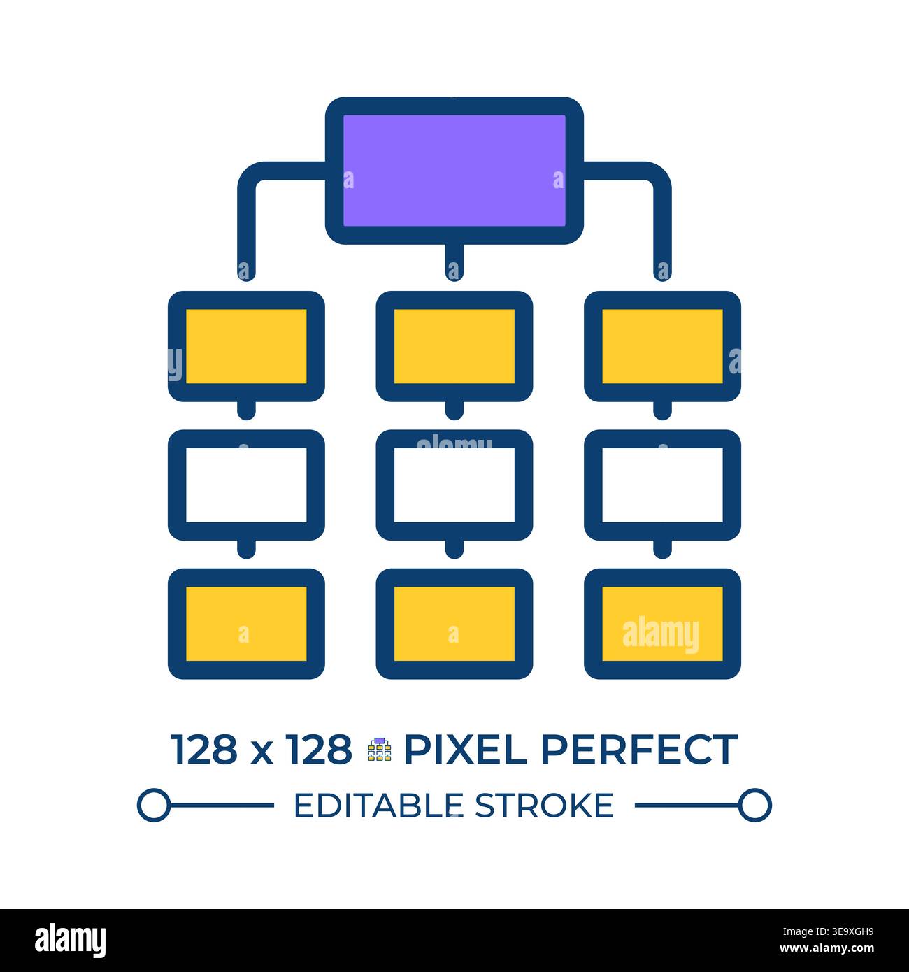 Multi level hierarchy pixel perfect line color icon Stock Vector
