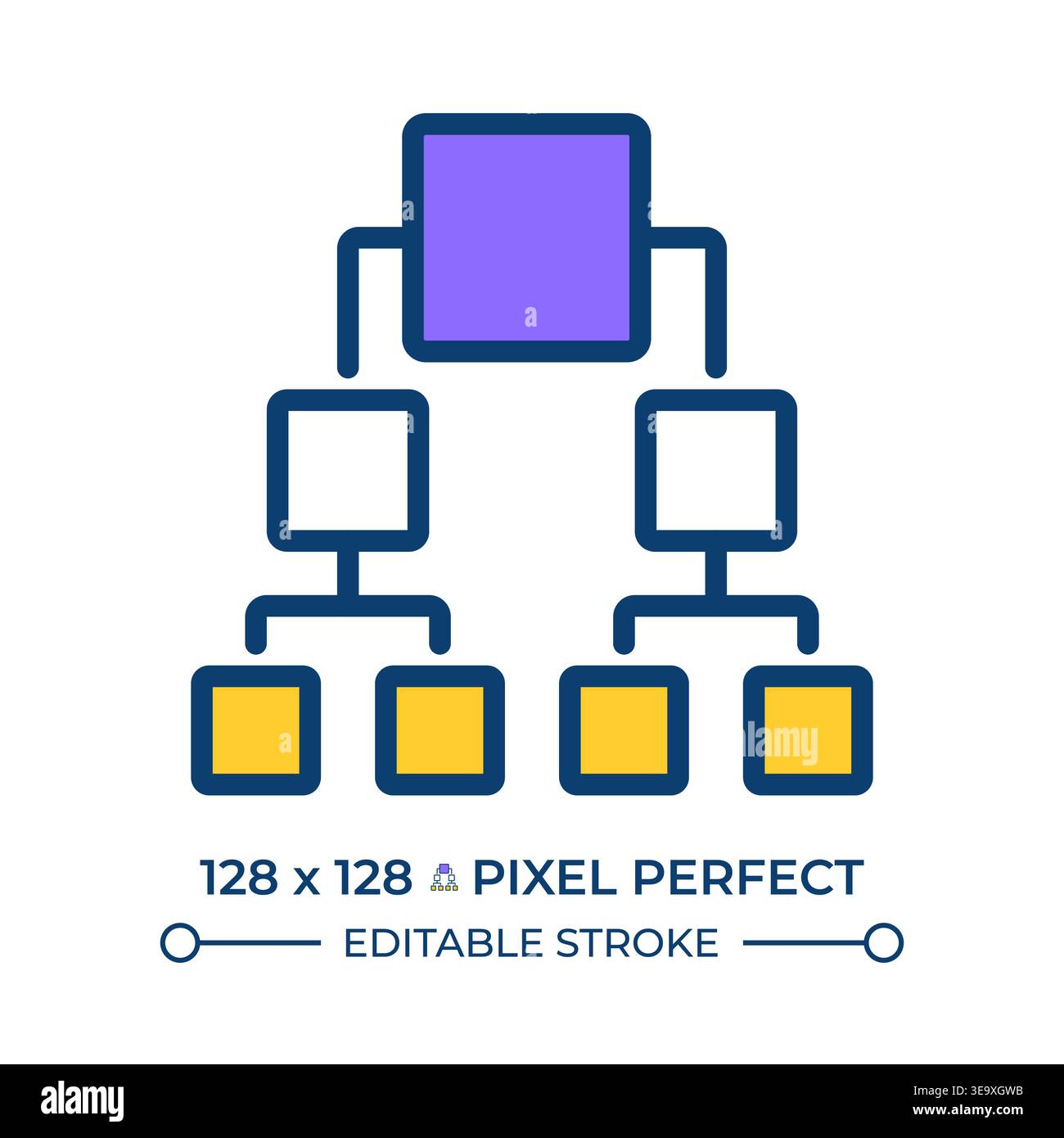 Binary tree pixel perfect line color icon Stock Vector