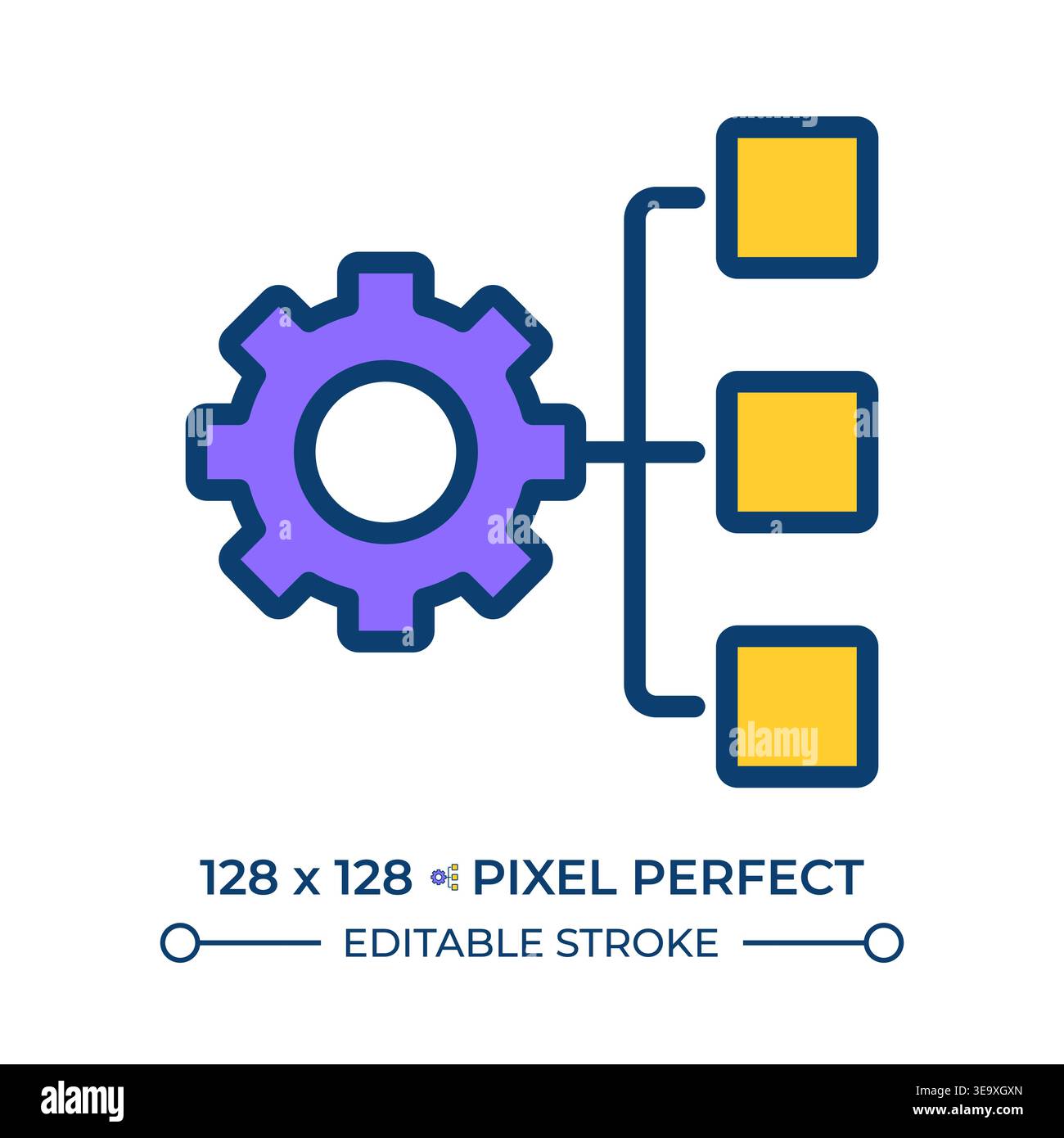 Workflow structure pixel perfect line color icon Stock Vector