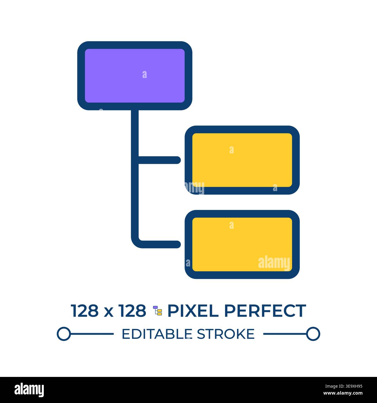 Tree structure pixel perfect line color icon Stock Vector
