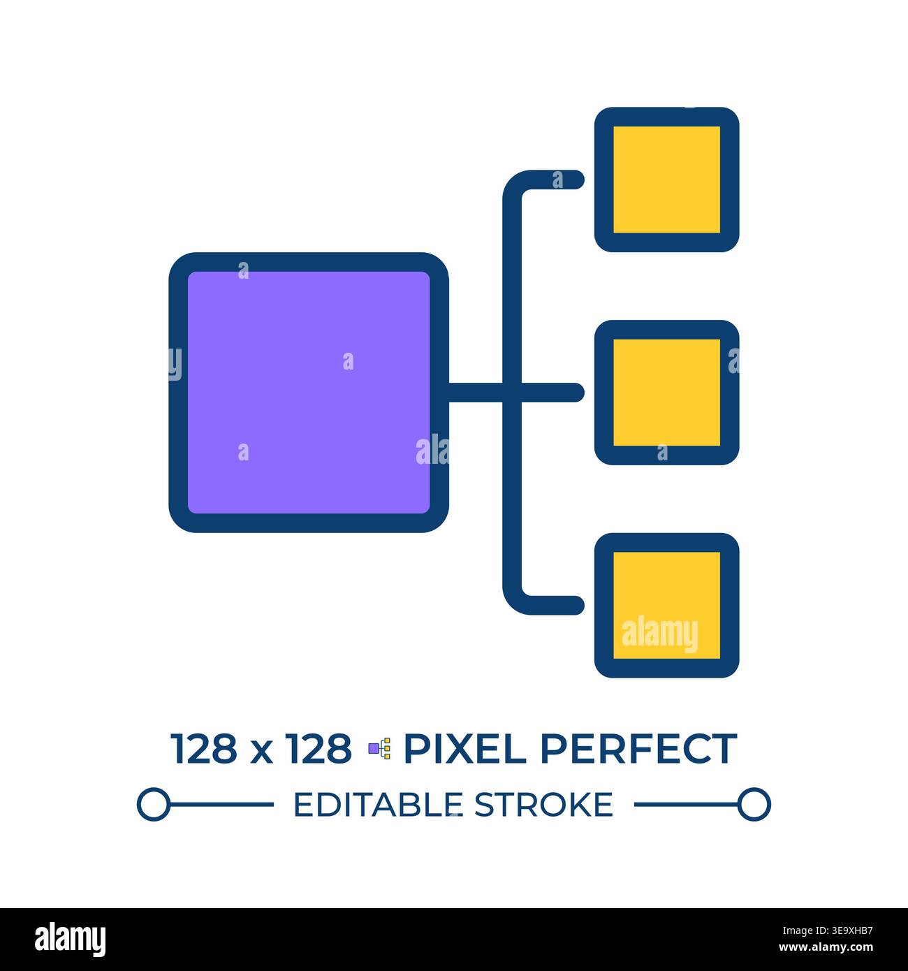 Decision tree pixel perfect line color icon Stock Vector