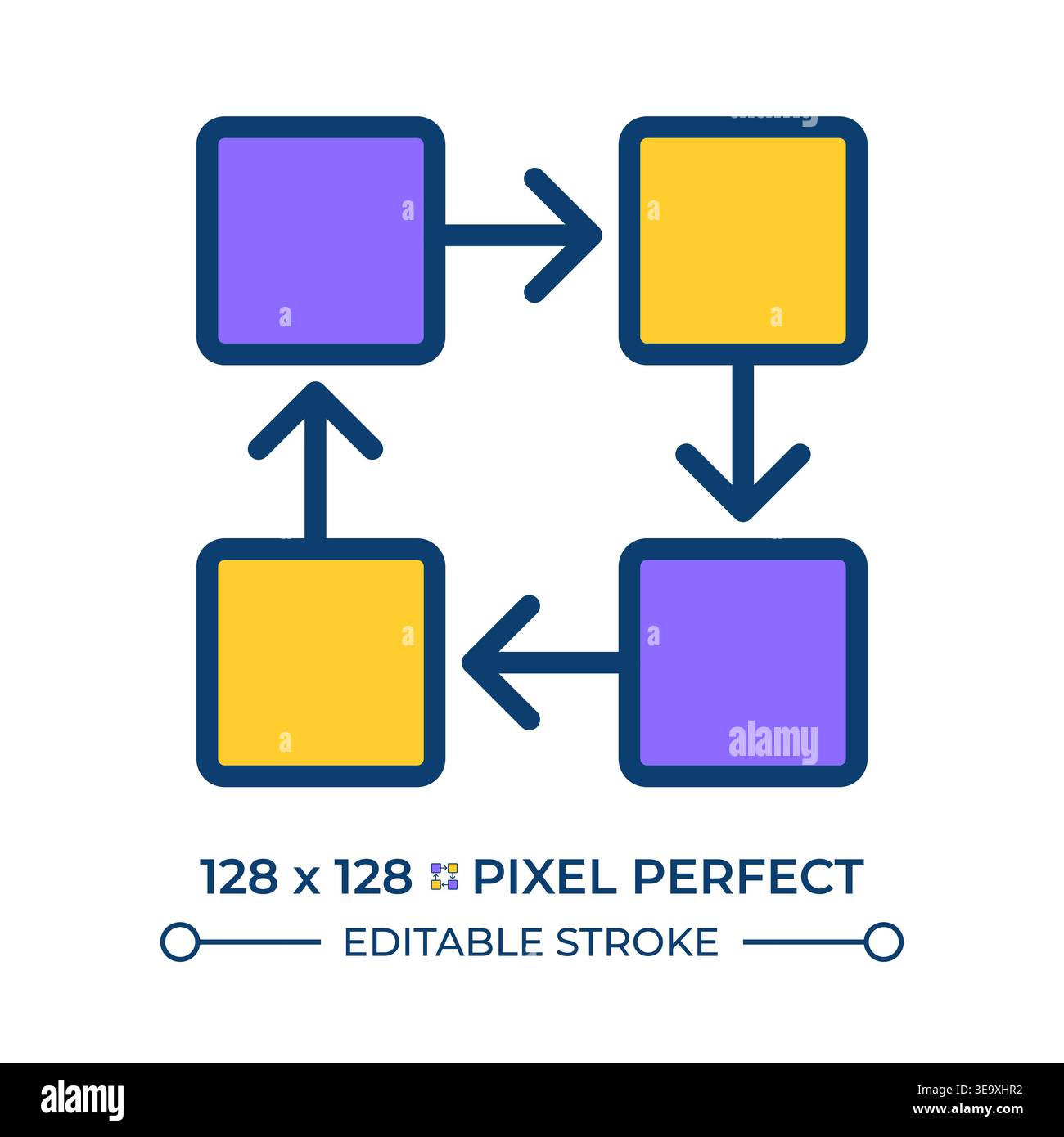 Sequential process pixel perfect line color icon Stock Vector