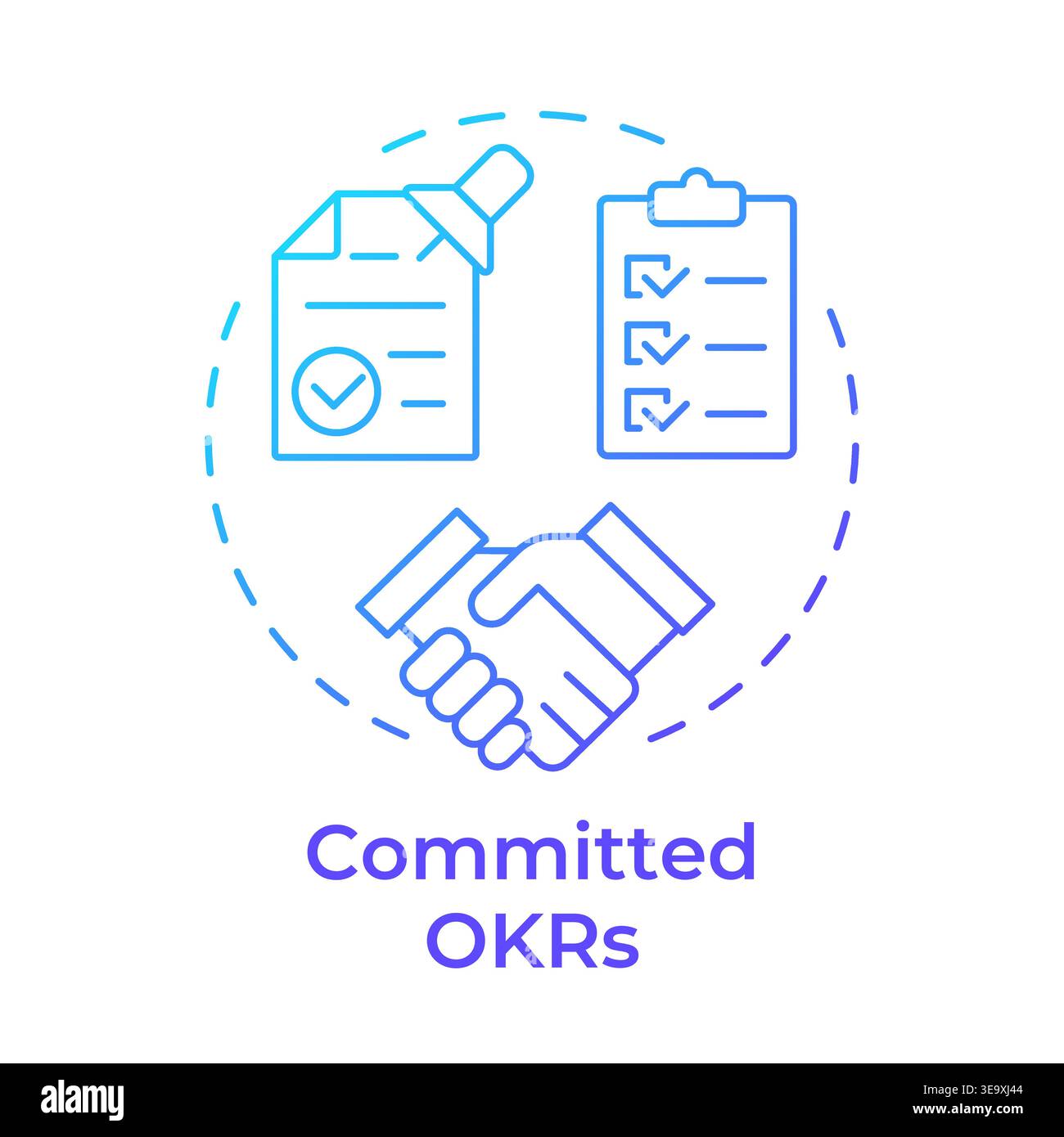 Committed okrs blue gradient concept icon Stock Vector