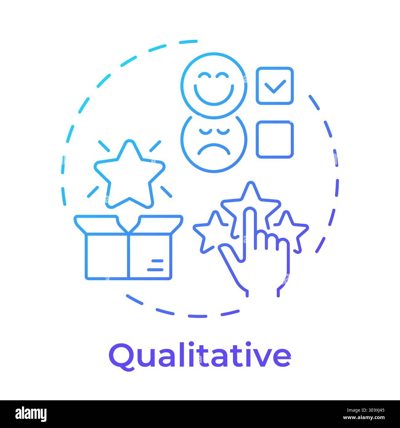 Qualitative blue gradient concept icon Stock Vector