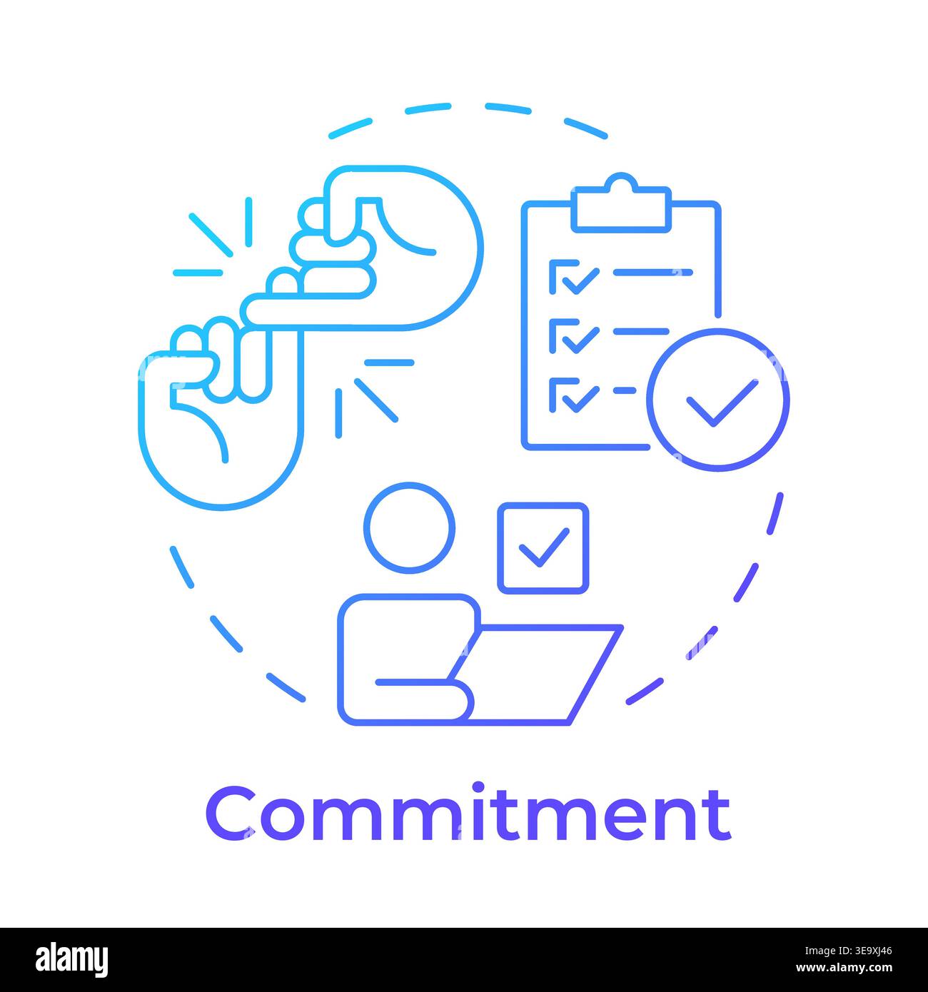 Commitment blue gradient concept icon Stock Vector