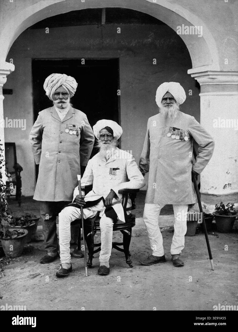 This archival photograph from 1911 features three Sikh veterans of the ...