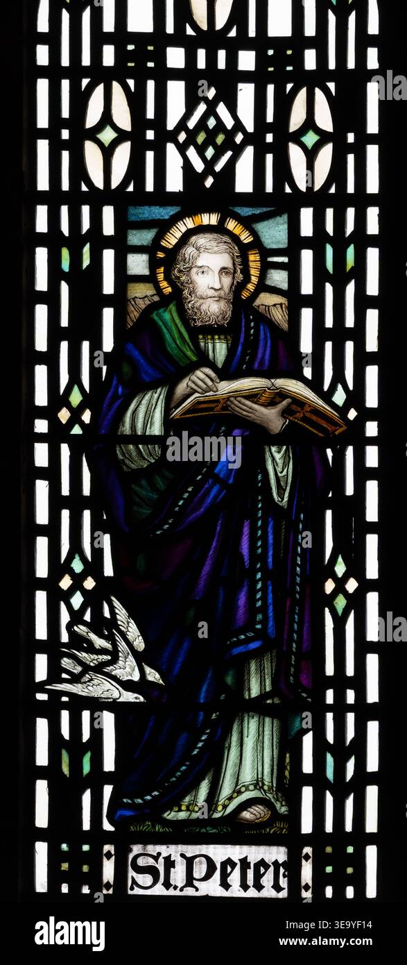 Saint Peter stained glass. Stock Photo
