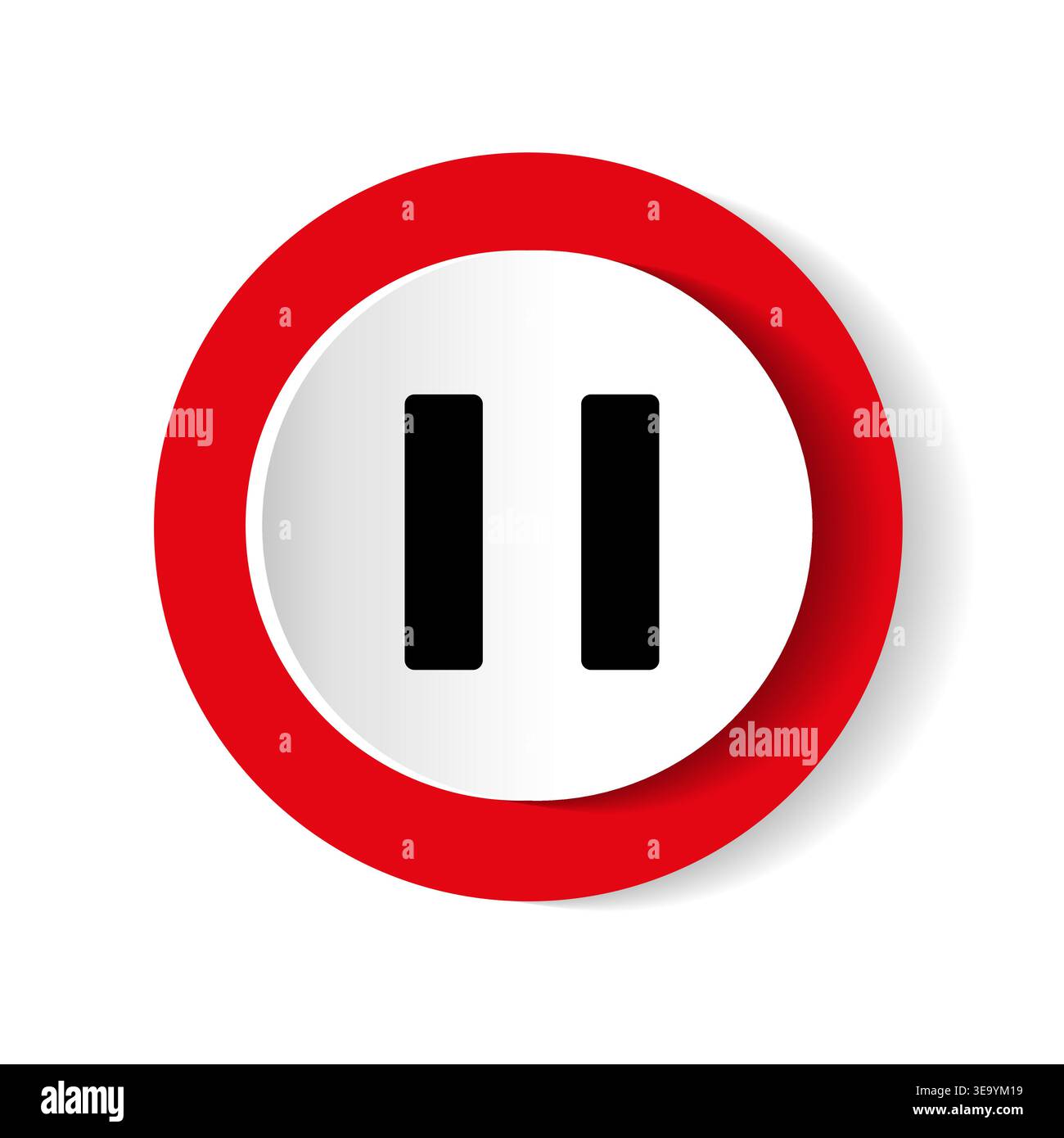 Pause symbol in red circle, commonly used in media controls, indicating ...