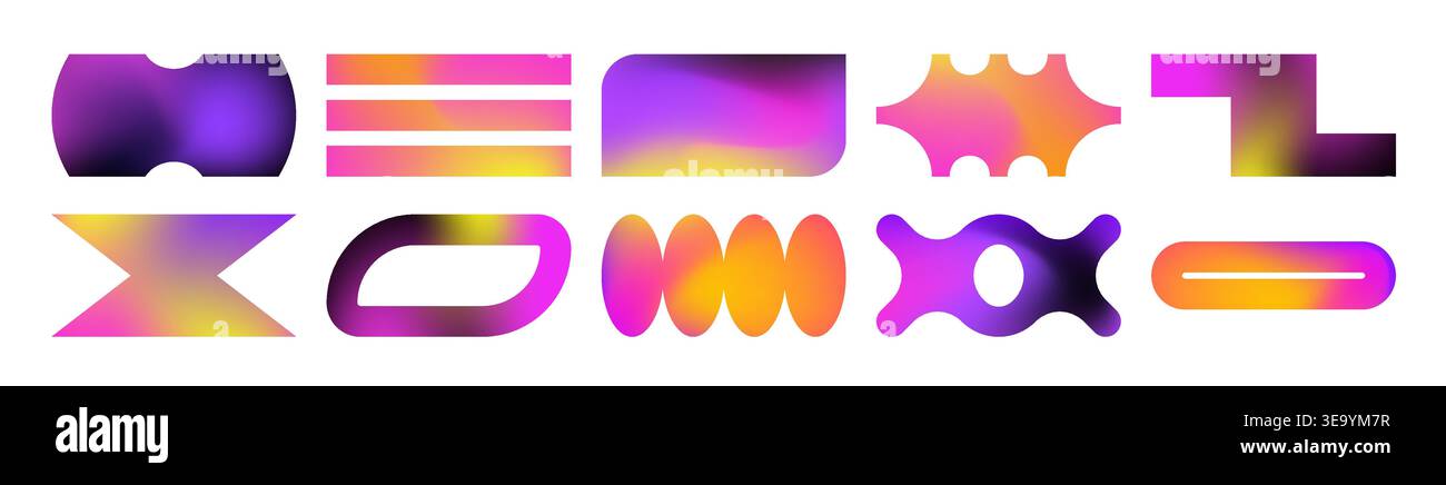 Y2k style modern gradient shapes collection Stock Vector
