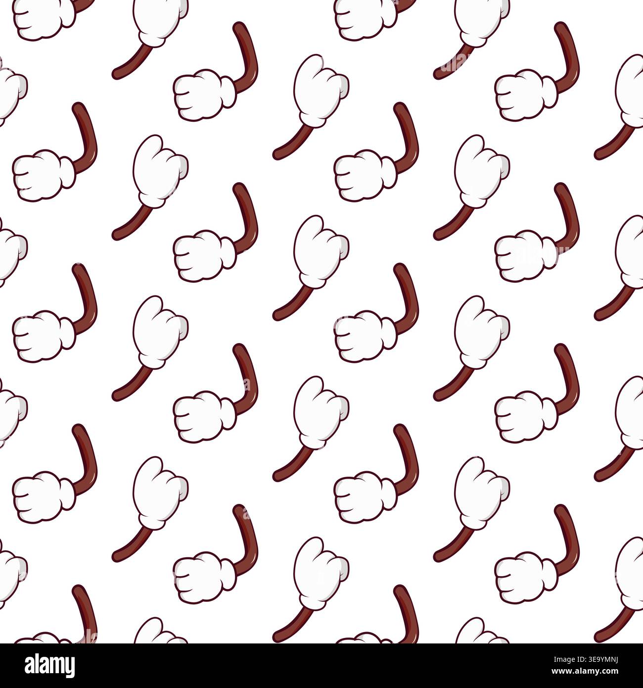 Cartoon Gloved Hands Pattern Stock Vector