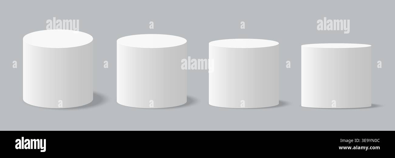 Different sizes and perspective 3d podium set. Vector stage Stock Vector
