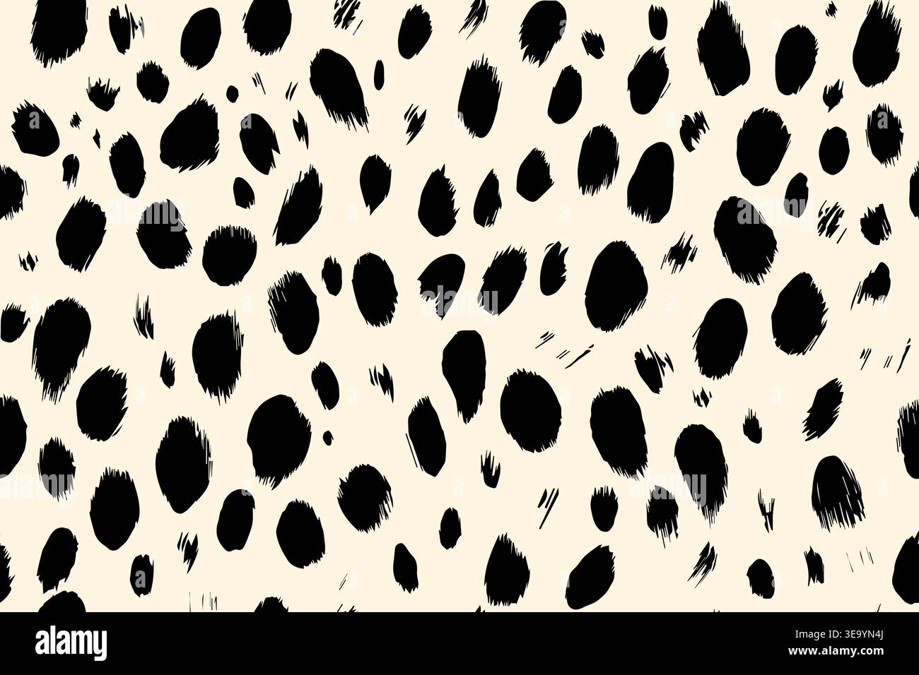 Seamless Dalmatian fur pattern featuring irregular dense black spots on white Stock Vector