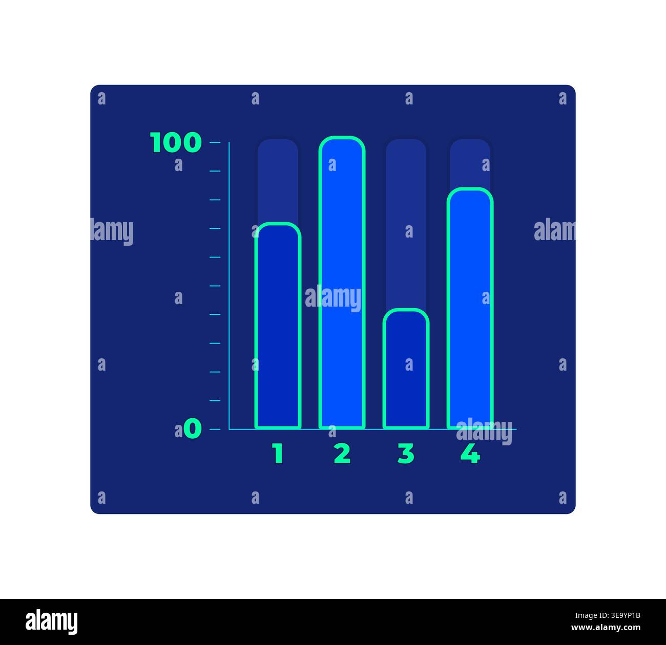 Bar chart comparison with four category neon dashboard UI element Stock Vector