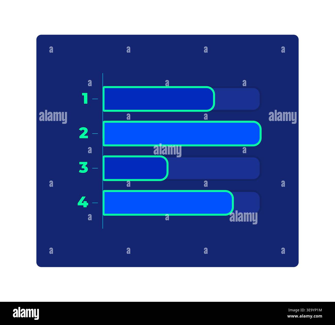 Horizontal bar chart comparison with category neon dashboard UI element Stock Vector