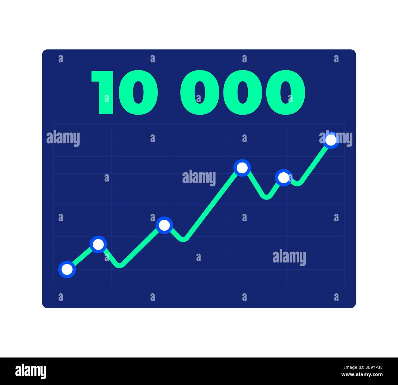 Upward trend line graph neon dashboard UI element Stock Vector