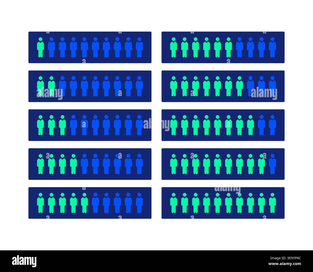 Male population progress neon dashboard UI element set Stock Vector