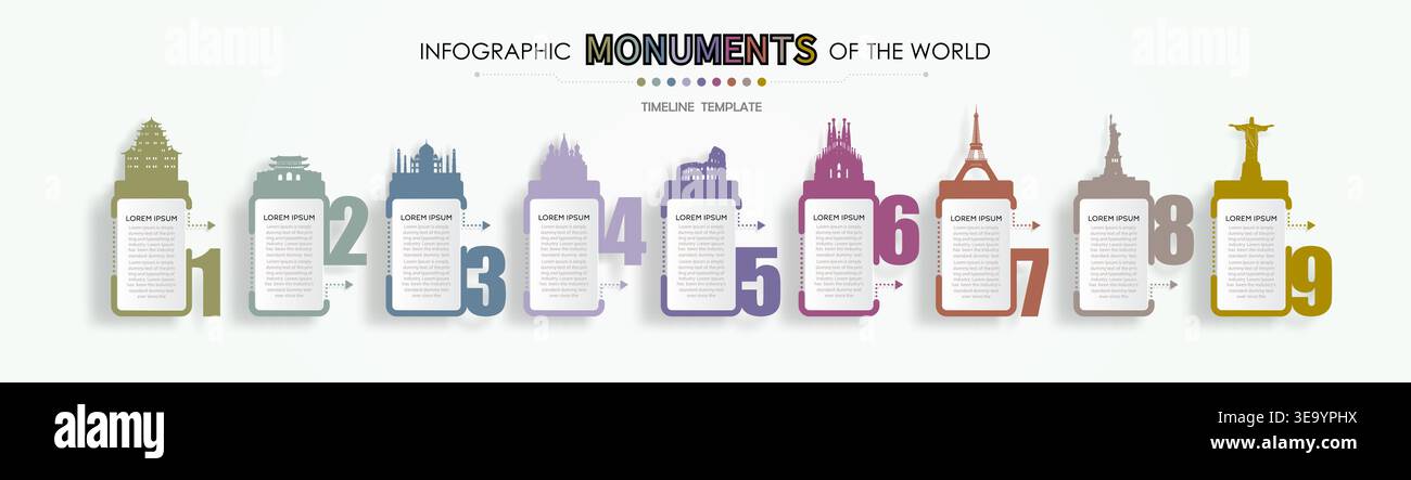 Travel landmark infographic world monument template, Modern ...