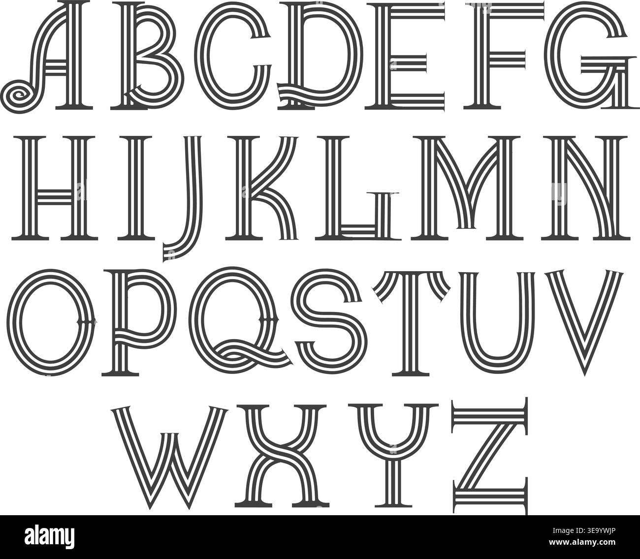 Retro uppercase letters Stock Vector