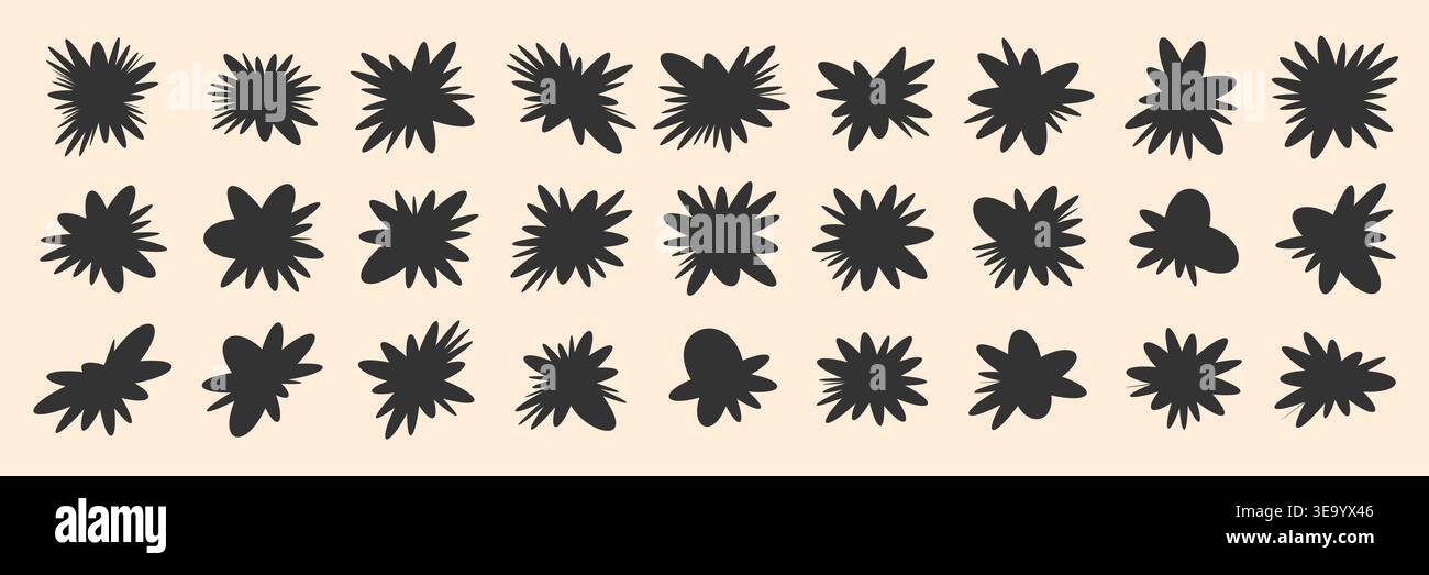 Random blot shape collection. Different forms organic blob elements set. Irregular funny spots Stock Vector