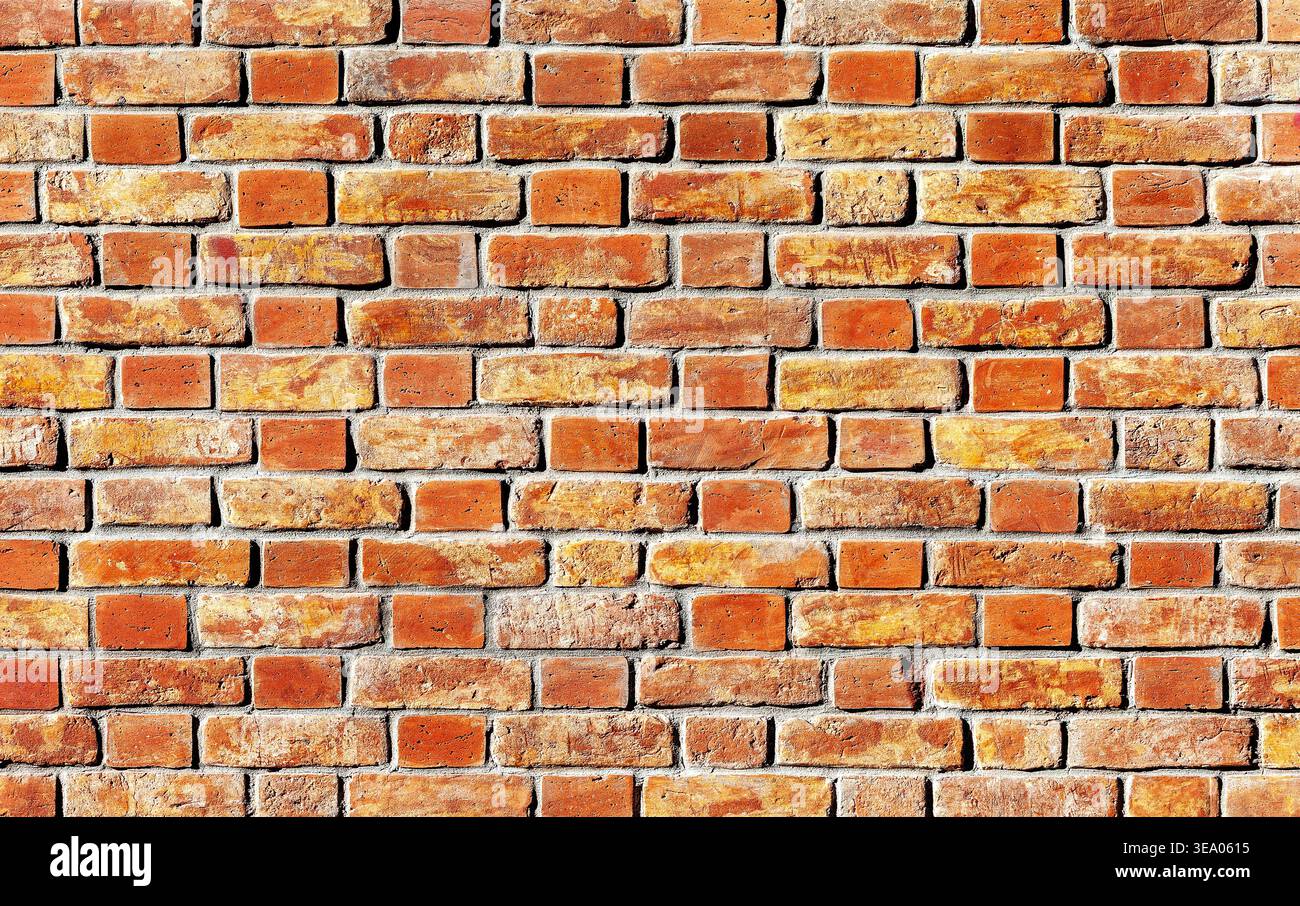 Old red bricks in the wall as creative background Stock Photo