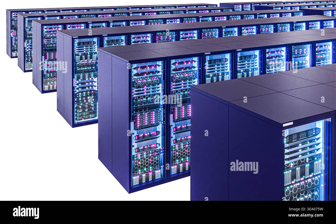3d Server racks data center infrastructure transparent background Stock Photo