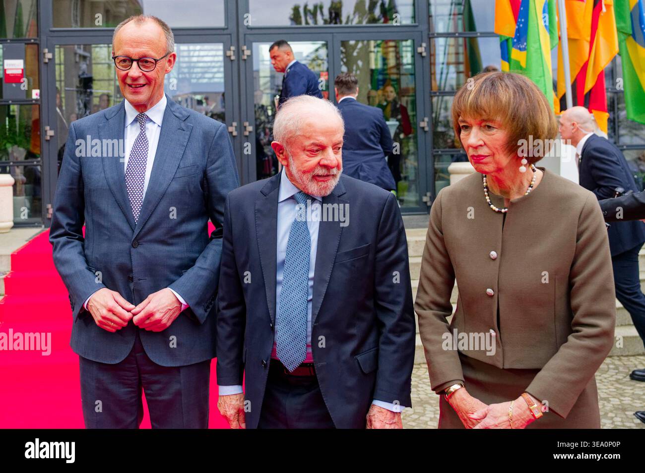 Friedrich Merz, Luiz Inácio Lula da Silva, and Charlotte Merz at the ...