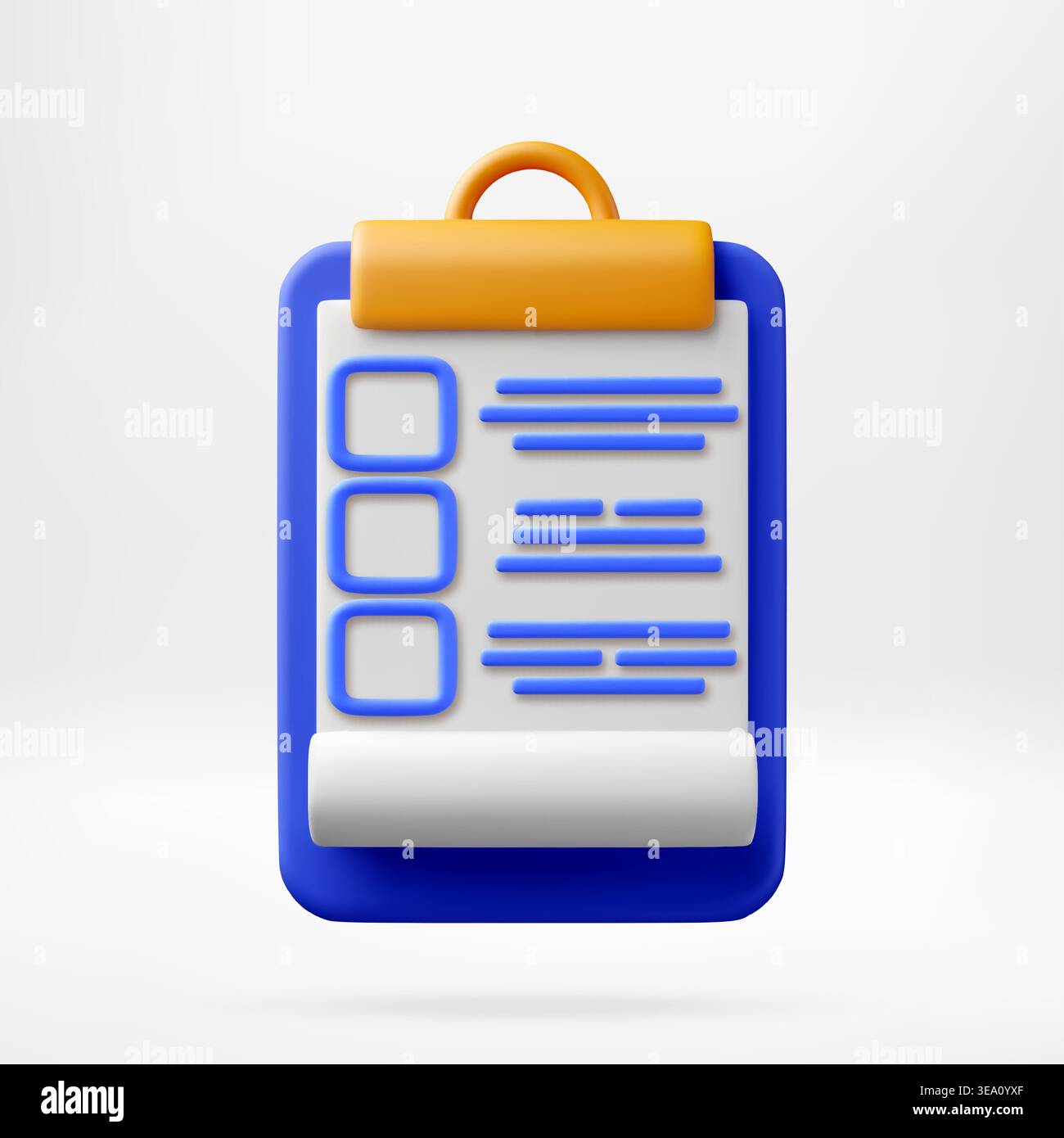 3D Clipboard with checklist and paper document Stock Vector