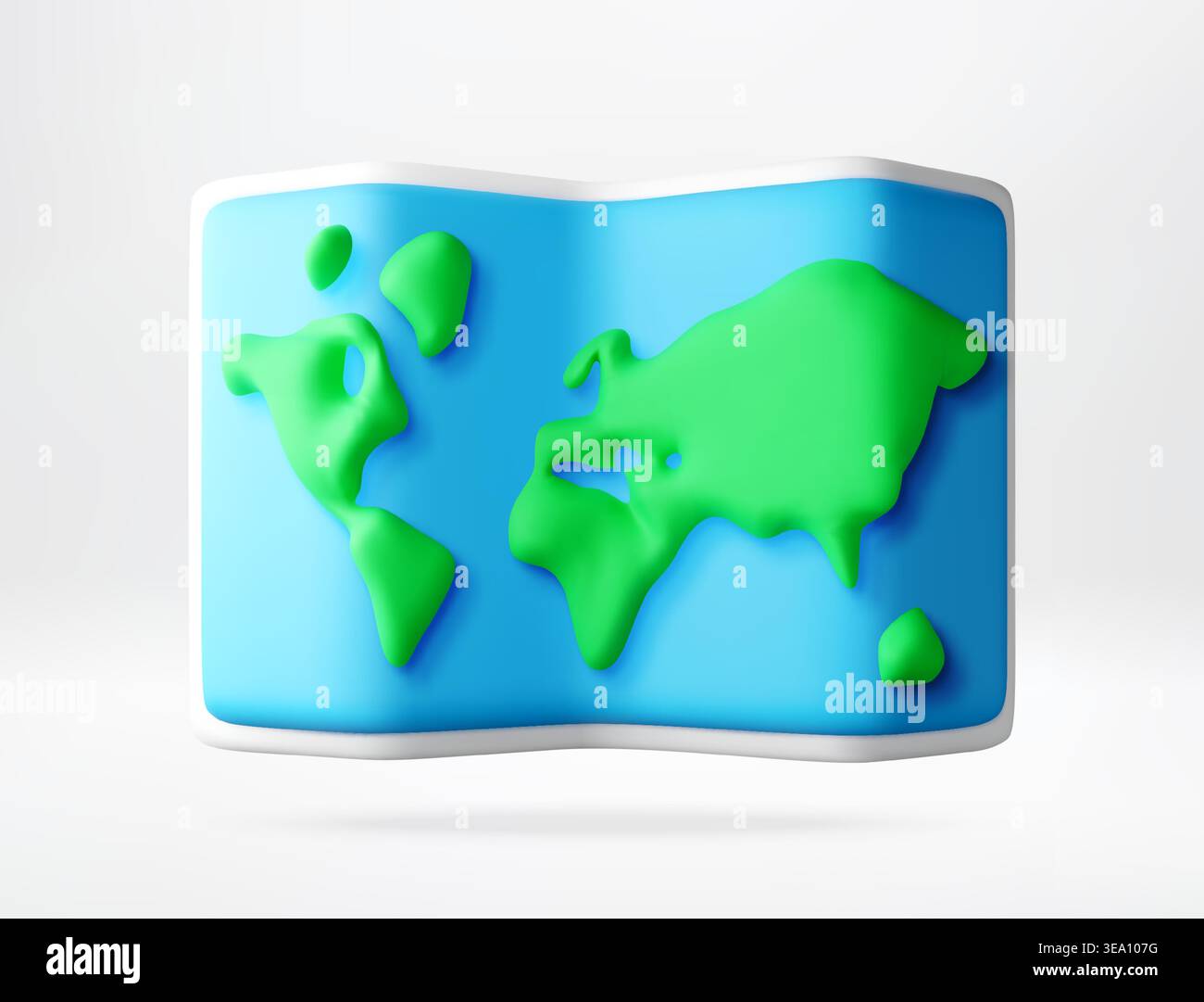 Folded map of world as 3d icon. Stock Vector