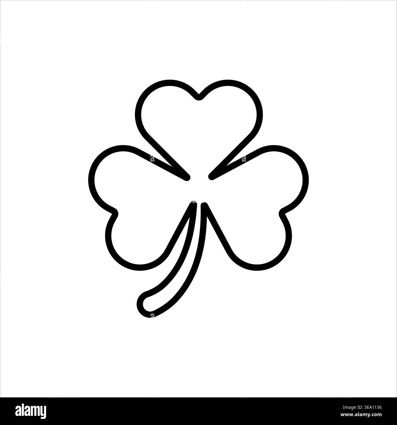 Three leaf clover icon outline black thin on white background Stock Vector