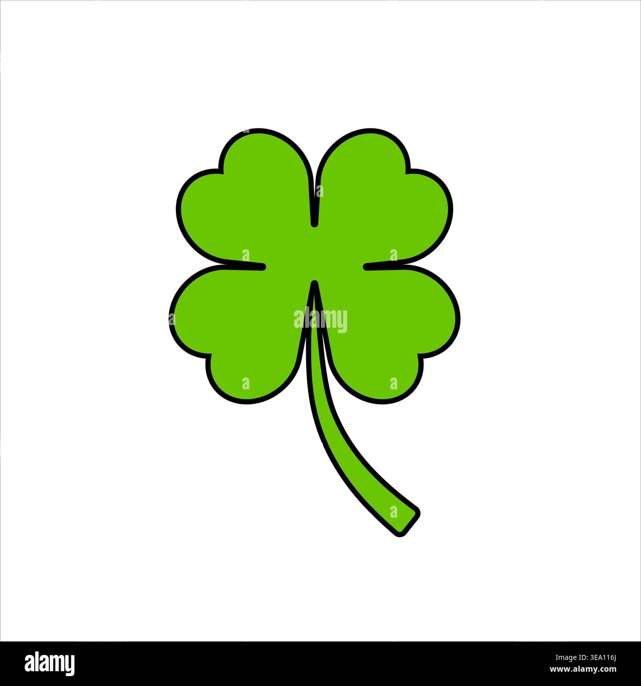 Four leaf clover flat icon green on white background simple Stock Vector