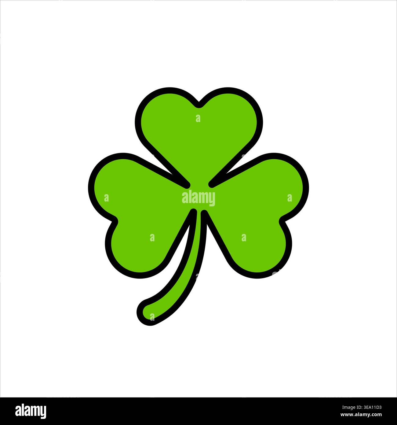 Green clover icon flat vector style with black outline Stock Vector