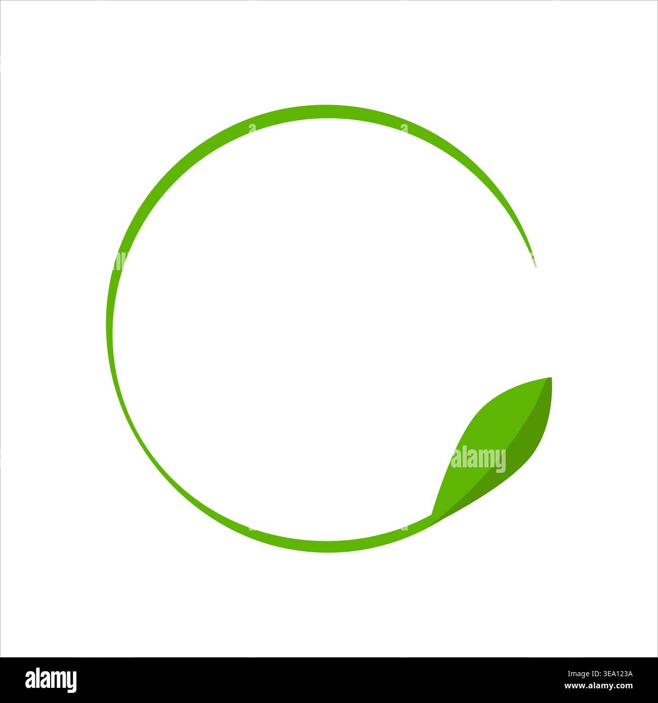 Circular leaf logo, thin green stroke, two tone green accent Stock Vector