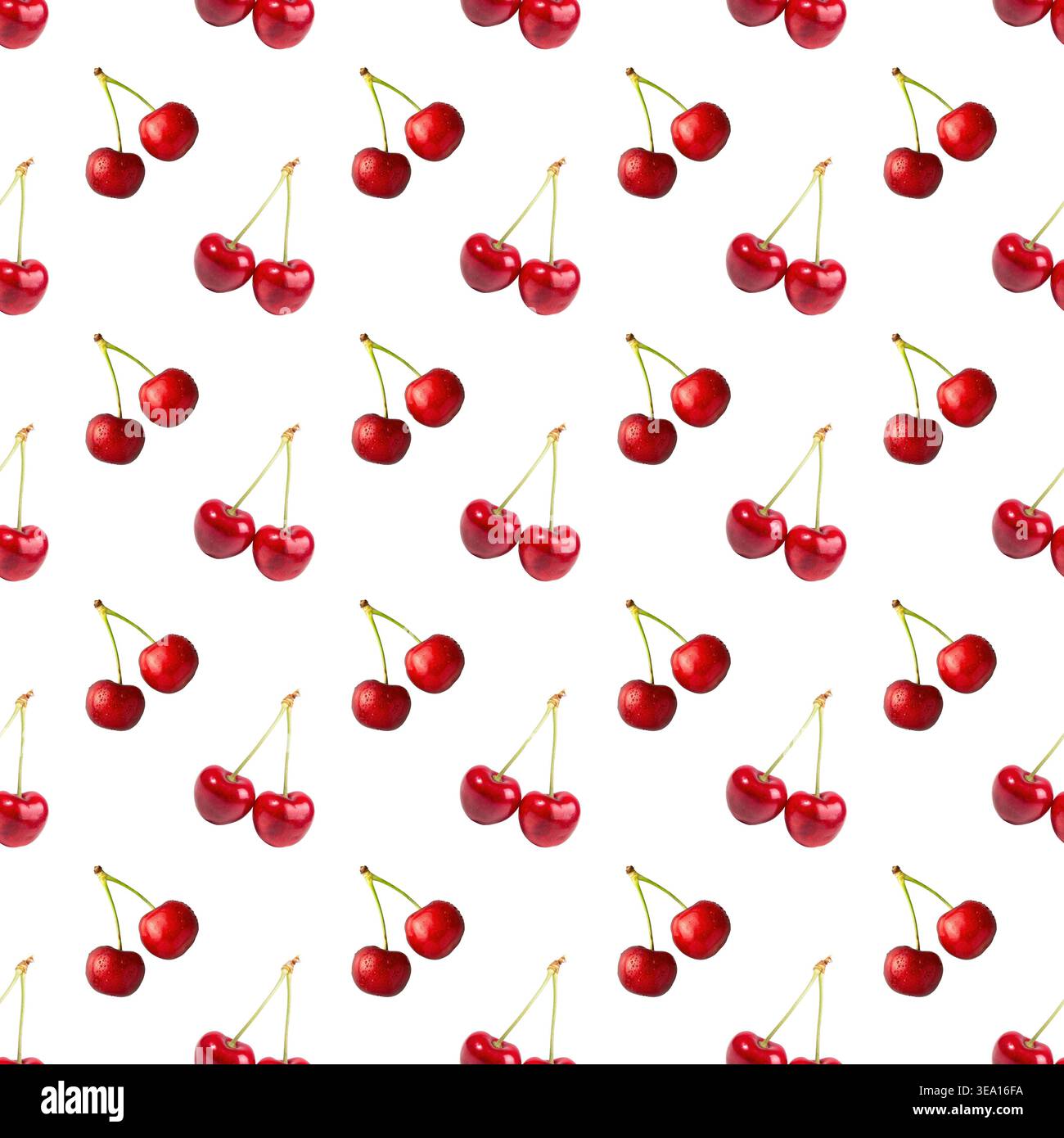 Bright red cherry pairs scattered seamless pattern background Stock Photo