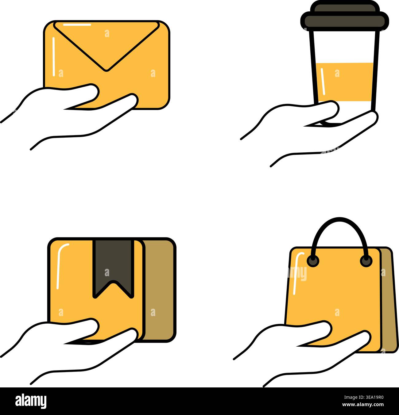 Delivery icons set. Shipping, courier and parcel service symbols Stock Vector