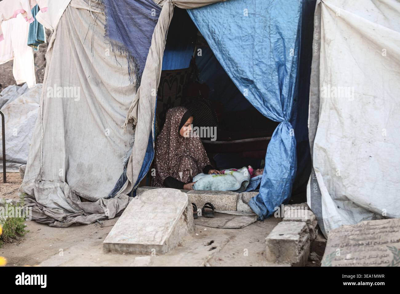 Palestinian Khaled Ismail al-Za anin lives in a dilapidated tent inside ...