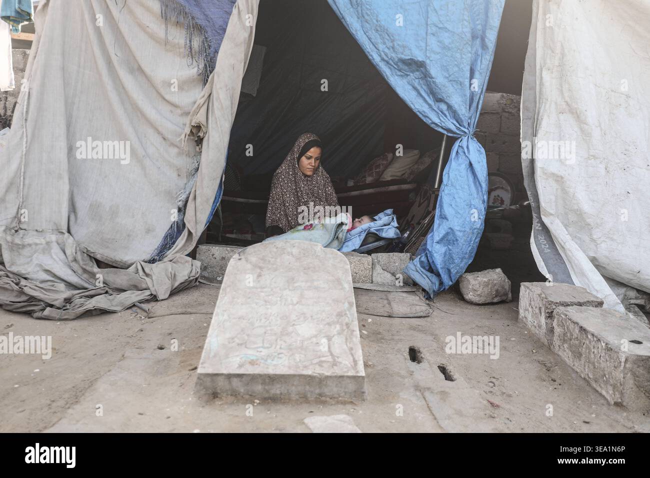 Palestinian Khaled Ismail al-Za anin lives in a dilapidated tent inside ...