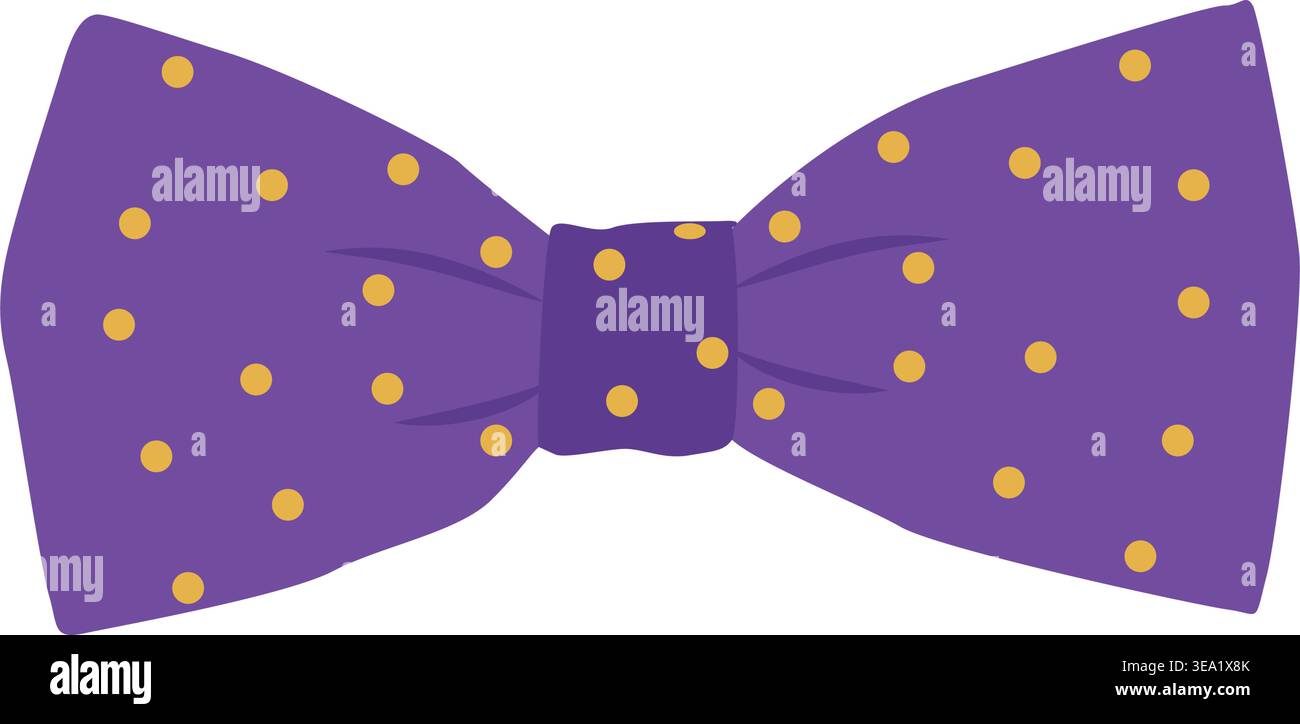 Purple Bow Tie with Yellow Polka Dots Stock Vector