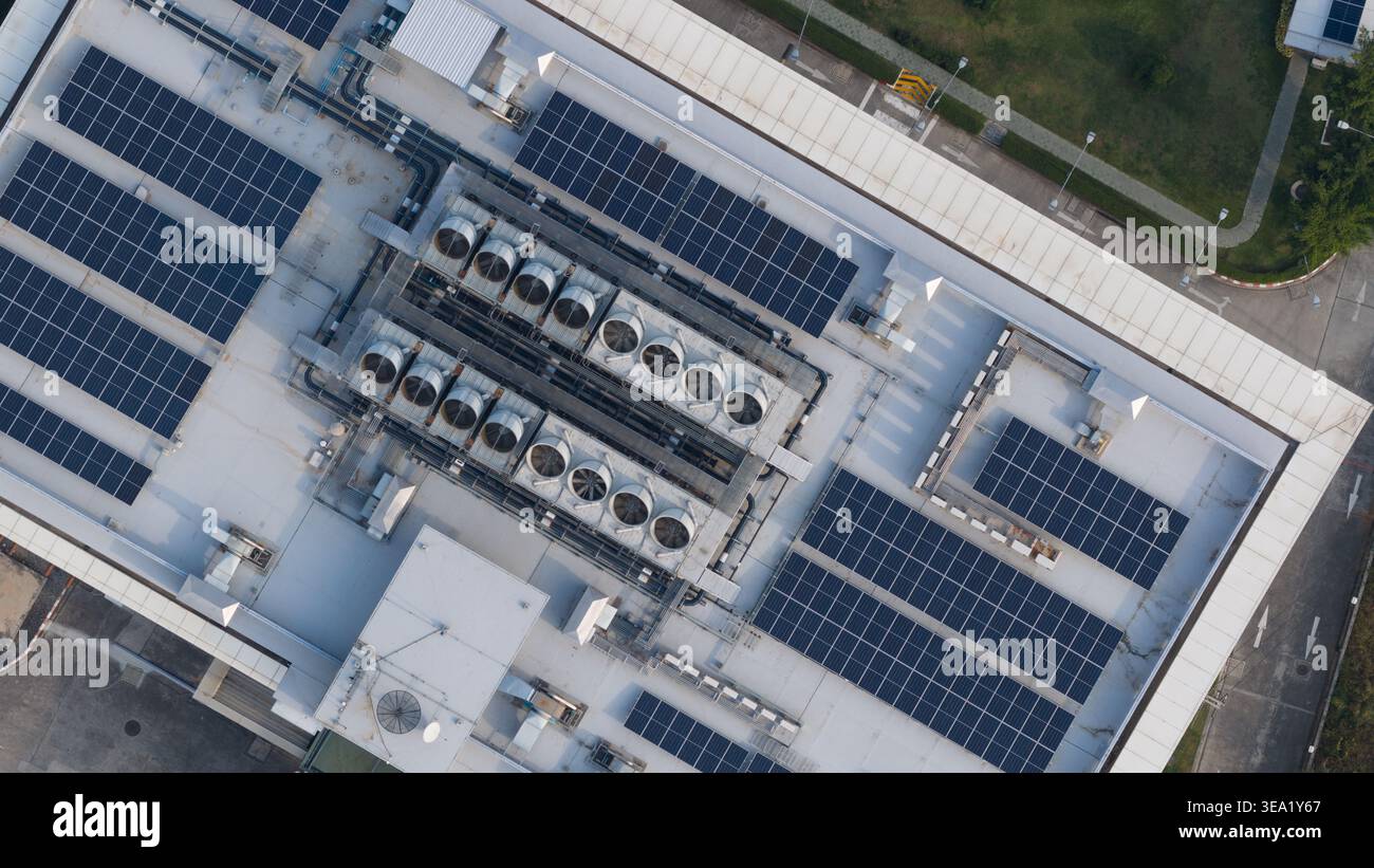 Aerial view of NTT Global Data Centers Thailand Limited with solar ...