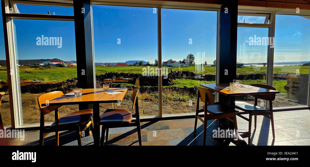 Eating lunch with beautiful view in Iceland - Smartphone Captured Stock Image