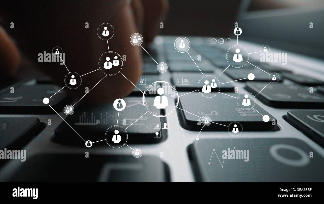 Digital Connection and Networking Concept with User Icons and Social ...