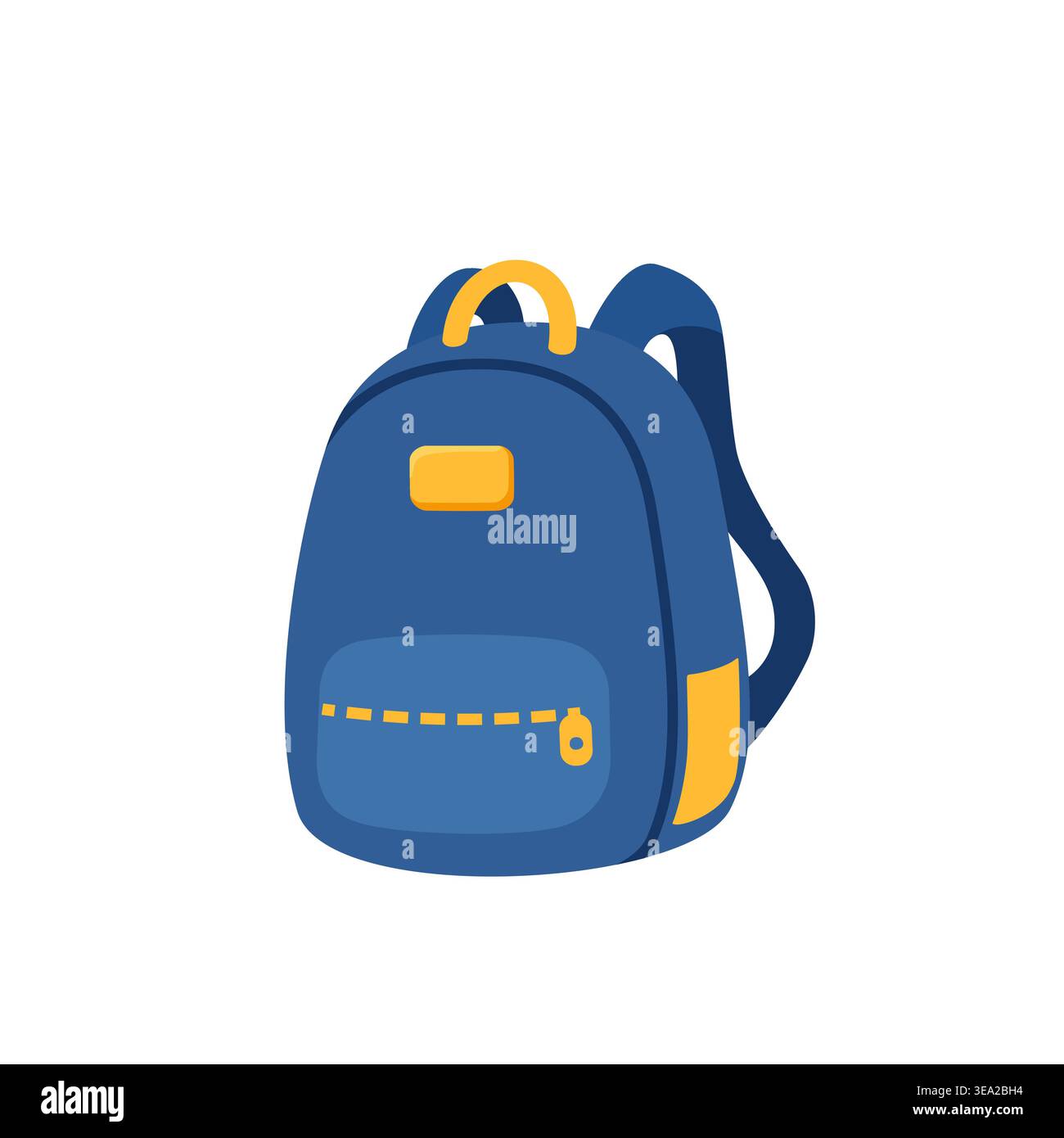 Blue School Backpack Flat Style Illustration Stock Vector