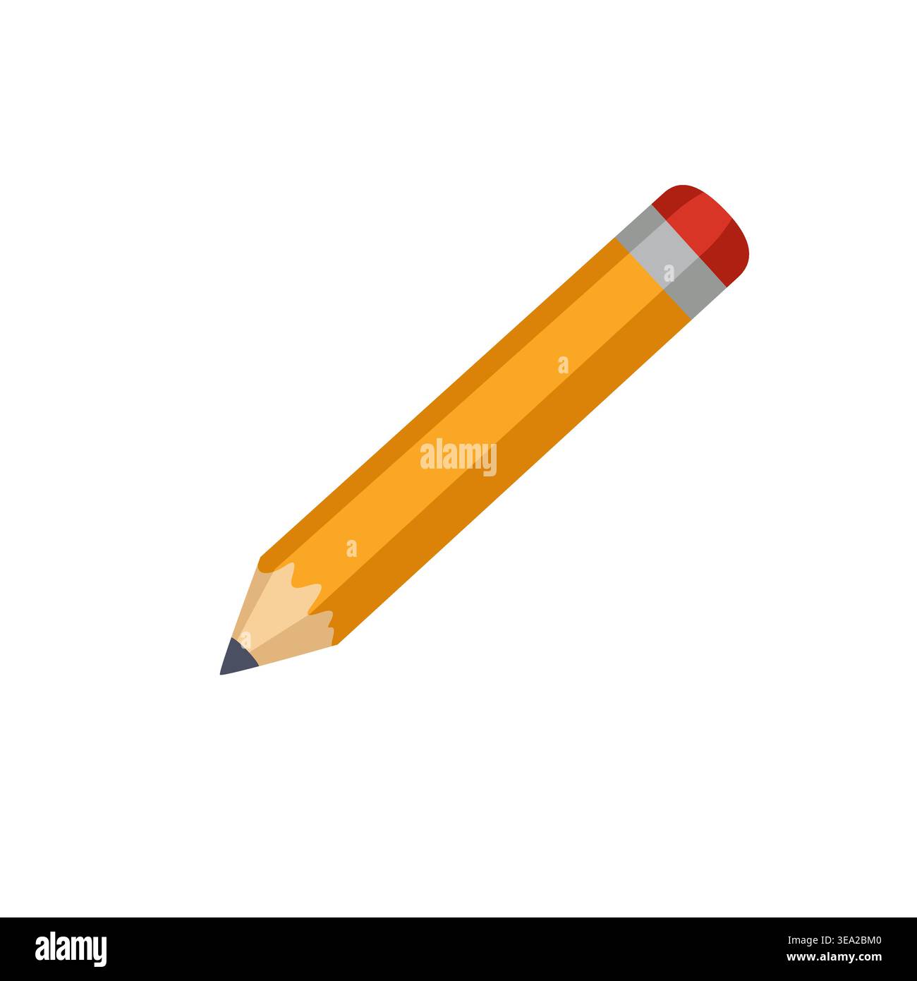 Yellow Pencil Flat Style Icon Illustration Stock Vector