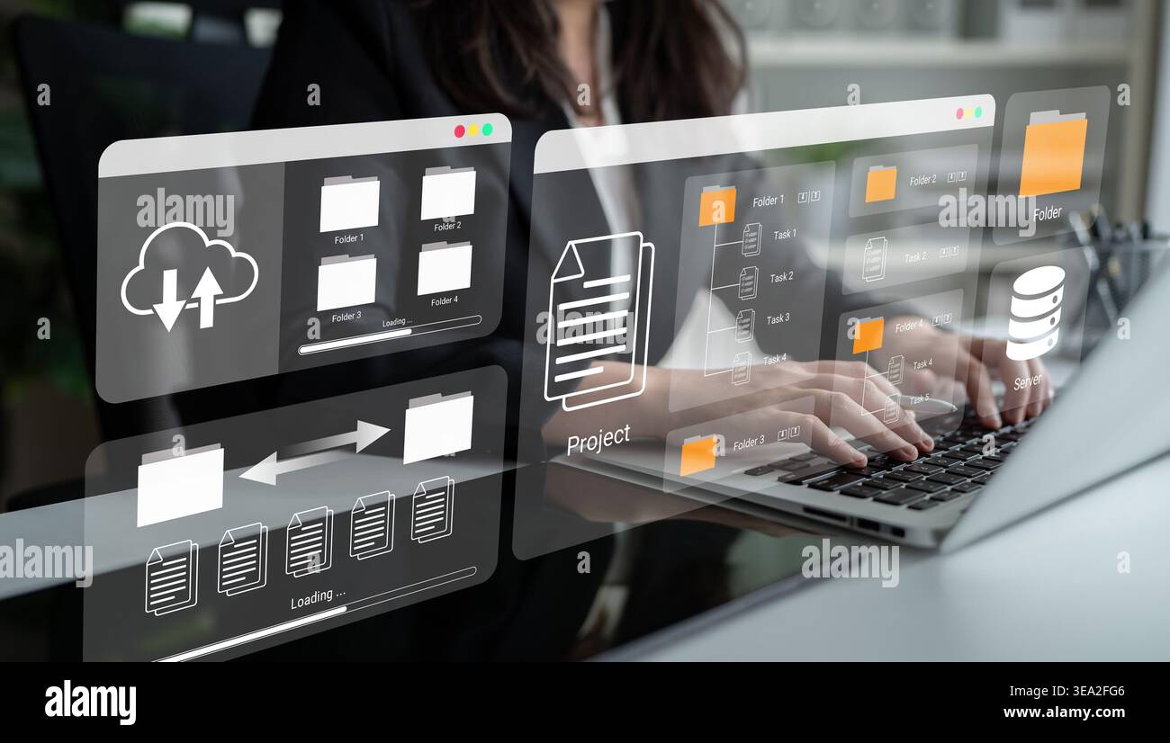 Digital folder organization improves server file structure, enhances workflow, and supports system management Parse Stock Photo