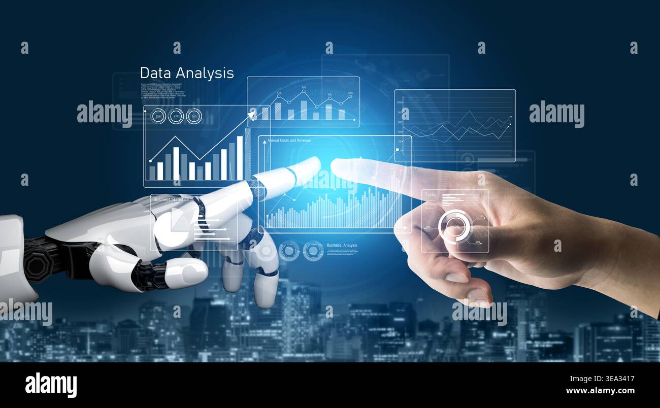 AI enhances business data analytics by automating dashboards, visualizing statistics, and supporting strategic decisions through real-time performance Stock Photo