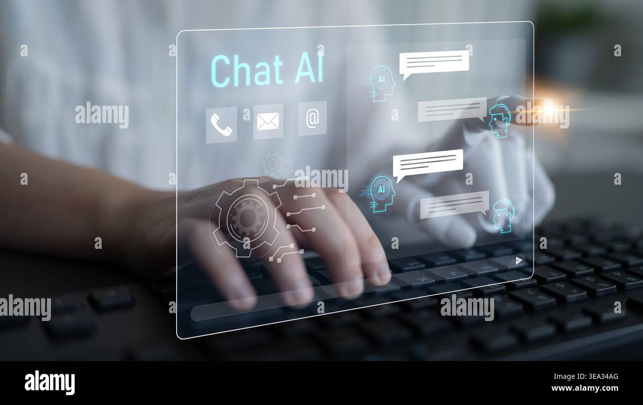AI enhances chatbot interface by streamlining chatbot, communication, and AI support into one intelligent conversational platform Latch Stock Photo