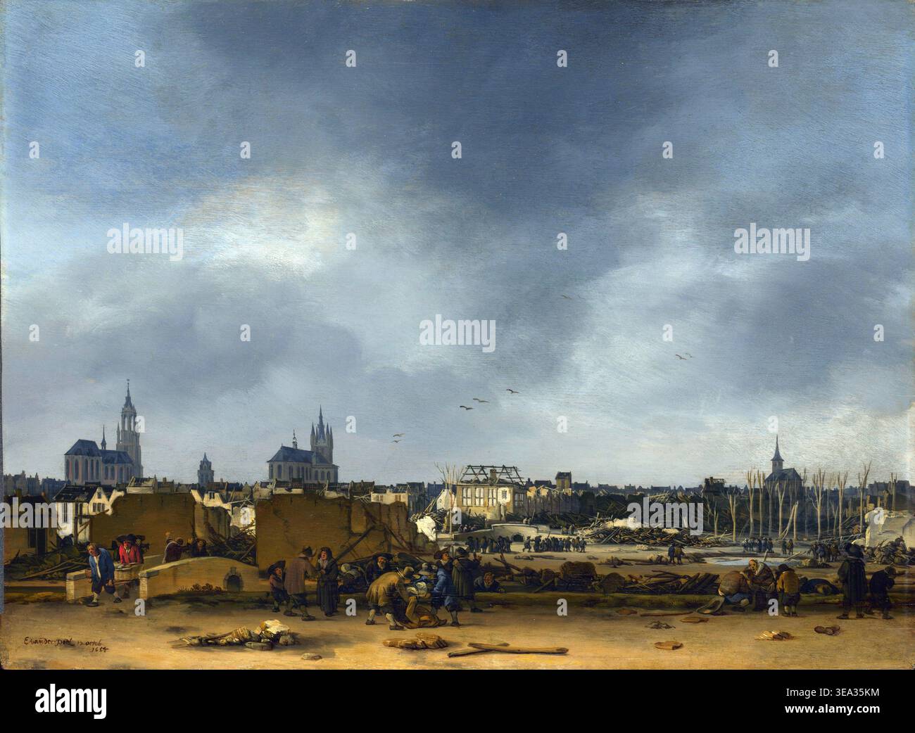 Delft Explosion, Delft Explosion of 1654, by Egbert van der Poel Stock ...