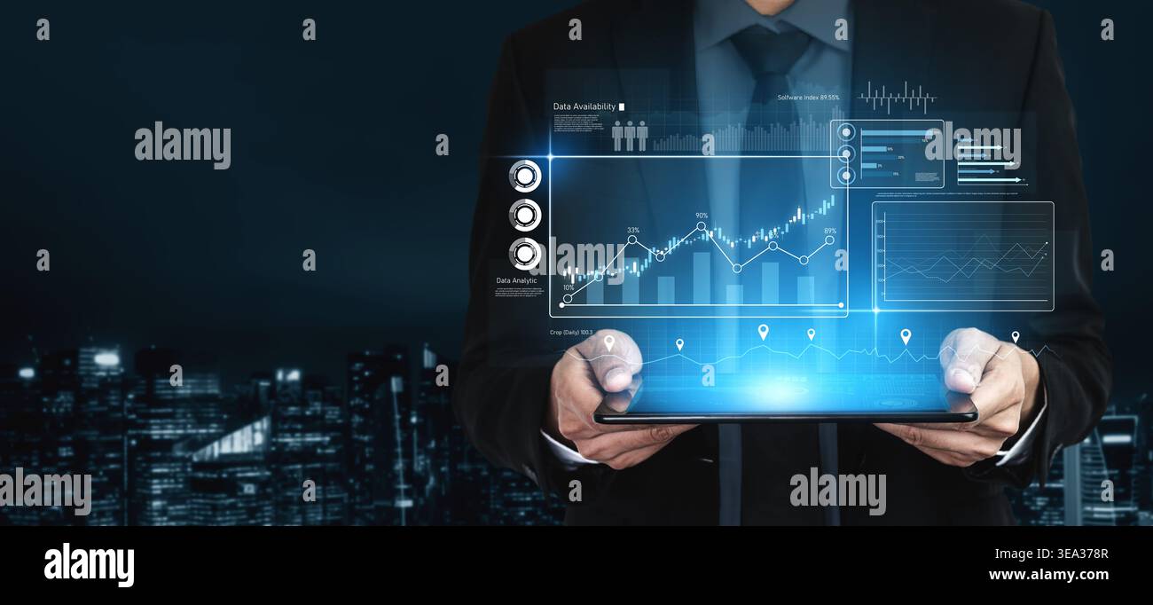 High-tech data visualization dashboard for analytics and performance ...