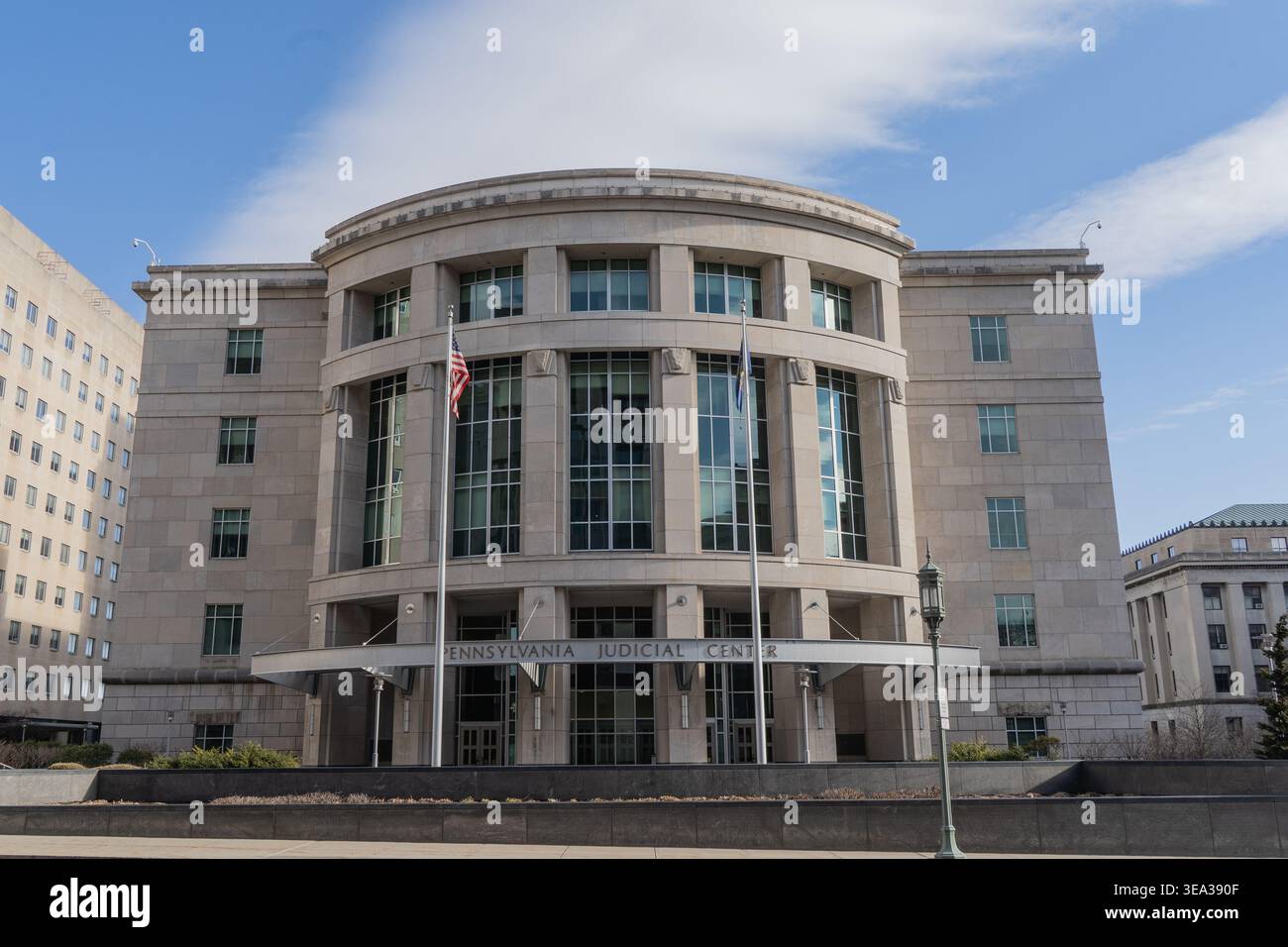 Harrisburg, Pennsylvania - January 11, 2026: The Pennsylvania Judicial Center located in Harrisburg's historic Capitol Complex. Stock Photo