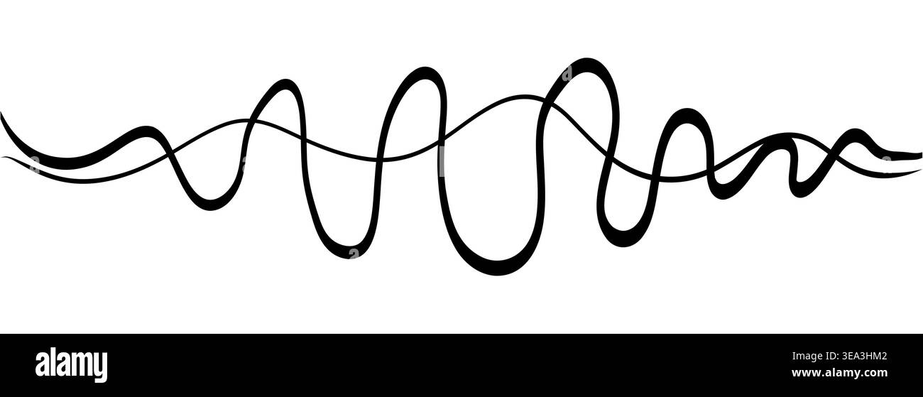 Curly one line ornament with many tight loops like a spring. Continuous ...