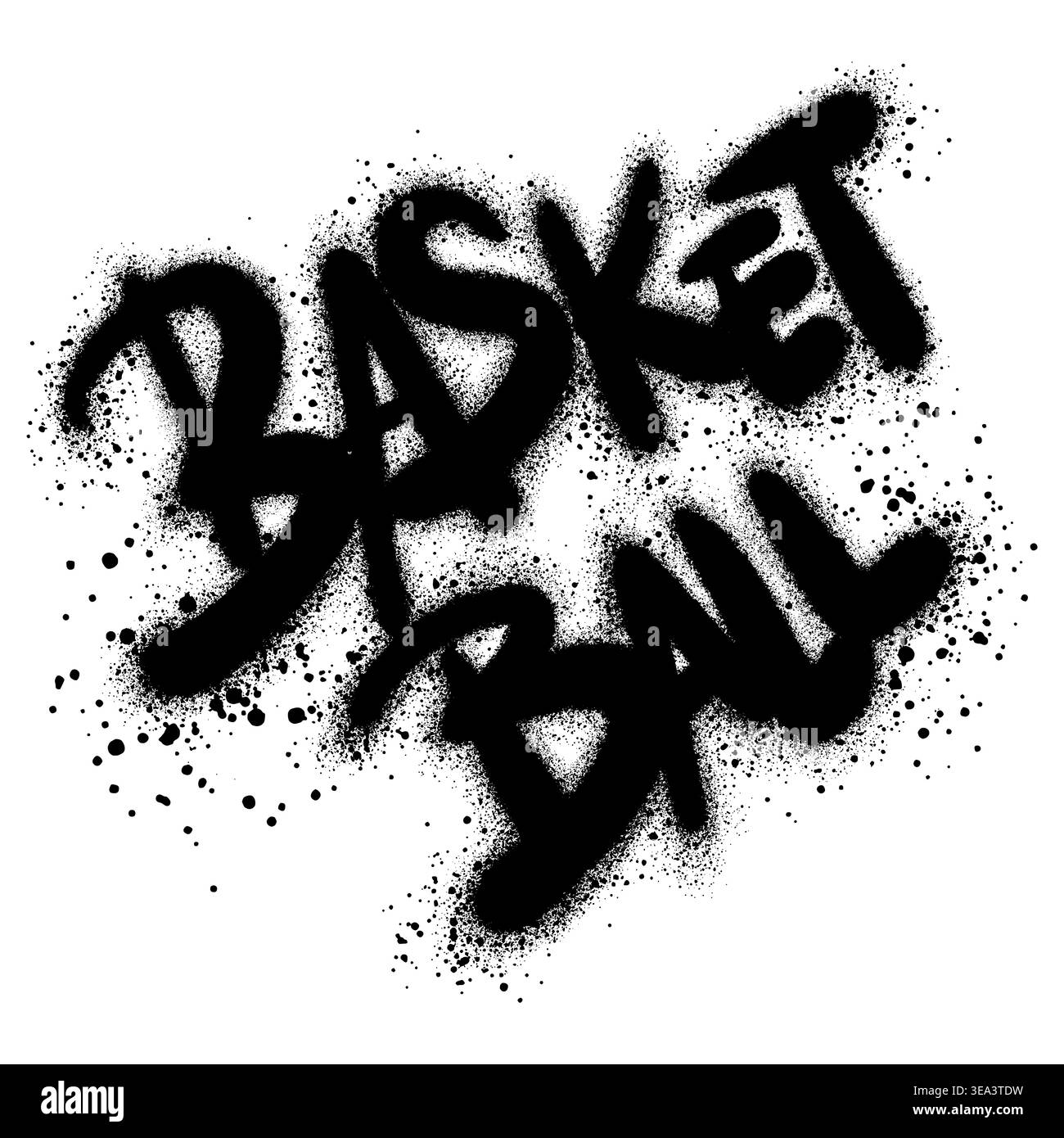 graffiti Basketball text sprayed in black over white. Stock Vector